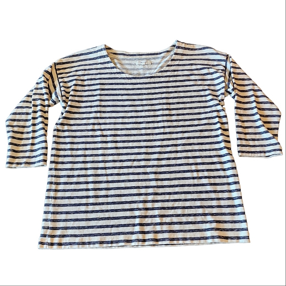 Madewell cream with horizontal black stripes dolman sleeve top size L